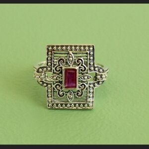 Vintage Ruby and Sterling Silver Ring Size 5 3/4